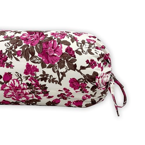Image of Swayam Set of 2 Pure Cotton Bolster Cover | 30x30 Inch | Soft Breathable Masnad Cover 200TC | Durable & Washable | Floral Print Bolster Cover for Diwan, Bed & Sofa - Purple & White