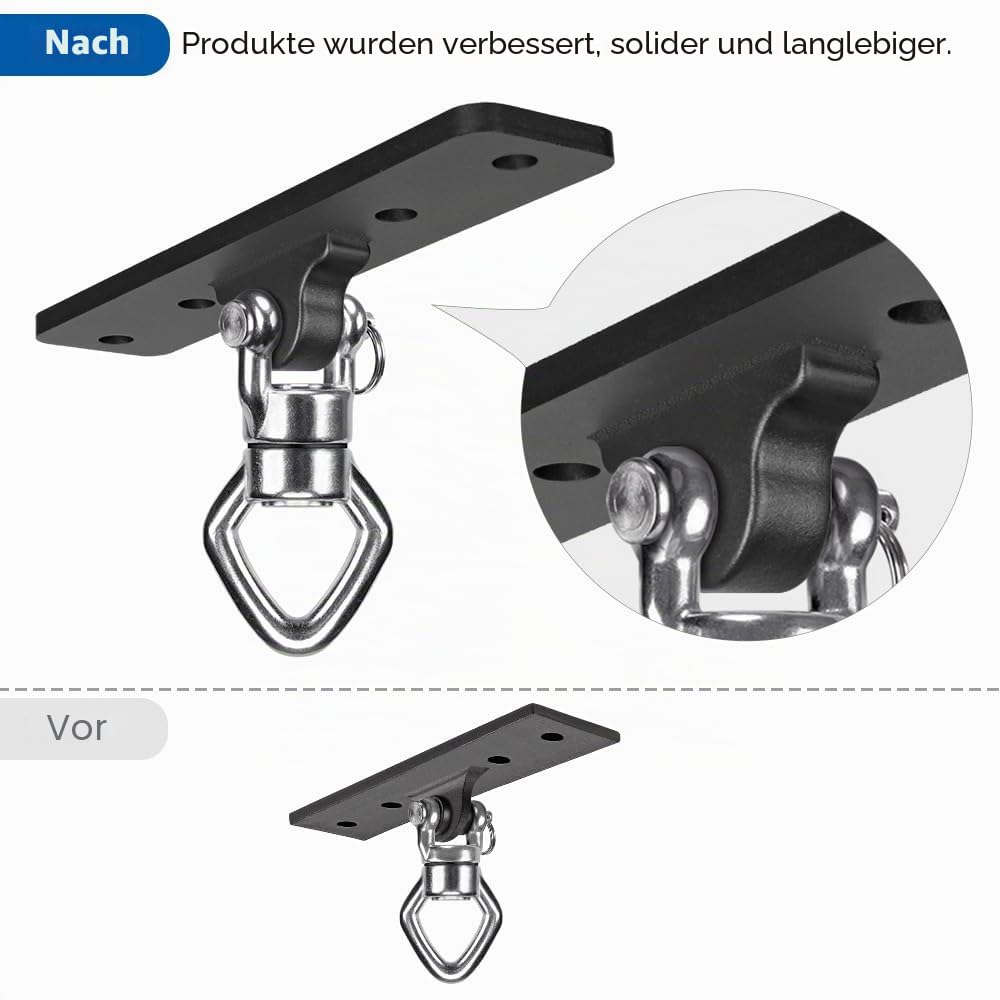 BeneLabel Deckenhaken Schaukel 2 Hängesessel Balkenbefestigung/Rhombusring