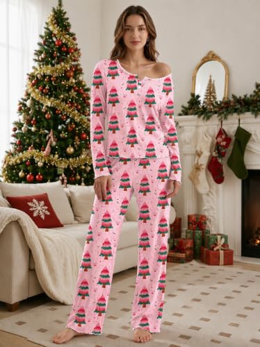 Ekouaer Women Fall Pajama Sets Cute V Neck Lounge Set Flared Wide Leg - image 2