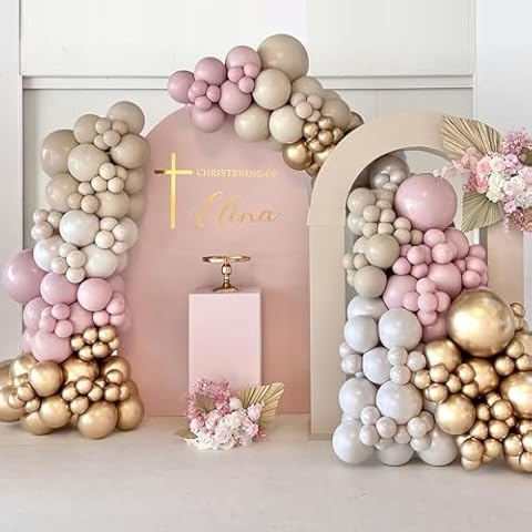 YSF Boho Balloon Garland Arch Kit 146pcs Pink Gold White Sand Ivory Balloons for Bridal Shower Baby Shower Birthday Wedding Baptism Engagement Theme Party Decorations Cover