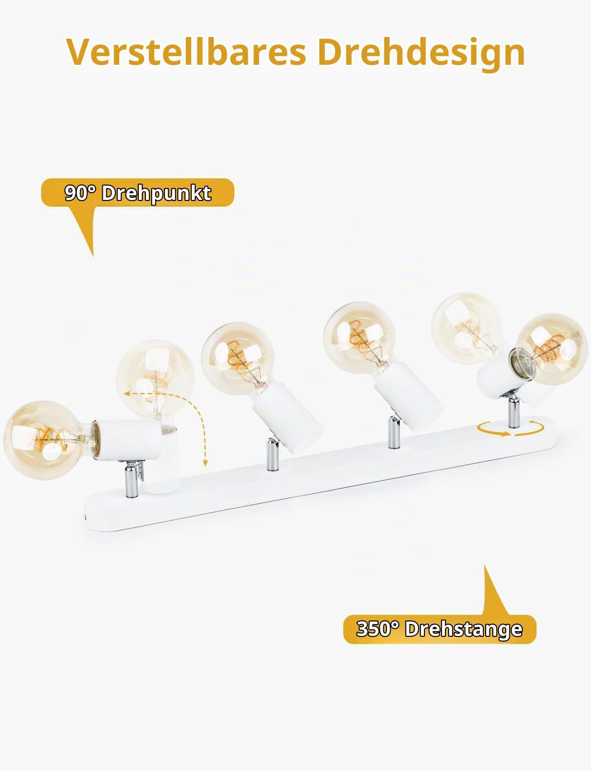 KYOTECH Deckenlampe 4 Flammig E27 Aluminium 350° Schwenkbar Max. 60W