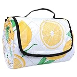 Oziral Ultraschall Picknickdecke 200x200cm, Wasserdicht mit Tragegriff, Outdoor Stranddecke Dreilagiges Gewebe, Picknickdecke Isoliert für 4-6 Personen Reisen Camping Strand (Zitrone)