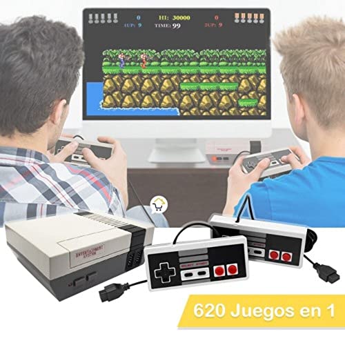 BLUETRENDS-Consola-clasica-620-Juegos-instalados-NES-Mini-Consola-de-Videojuegos-ninos-Arcade-de-8-bits-Juegos-Integrados-con-2-mandos-clasicos-Conexion-AV-para-TV-Actuales
