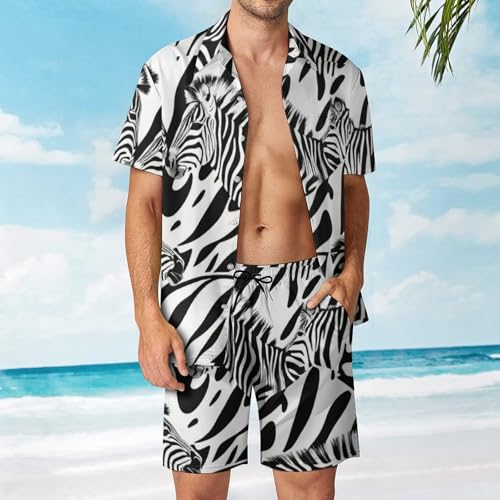Zakqeik Color-stars Short Sleeve Shirts Shorts Men Loose Beach Suit for Party2