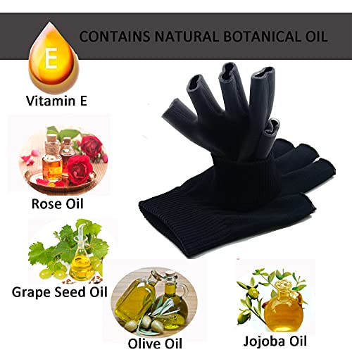 Kikimax Moisturizing Gel Gloves Men's Large Day Night Repair Hydrating Eczema And Dry, Rough, And Cracked Hands Thermoplastic Gel Lining With Essential Oils And Vitamins E (Black) #TOP2