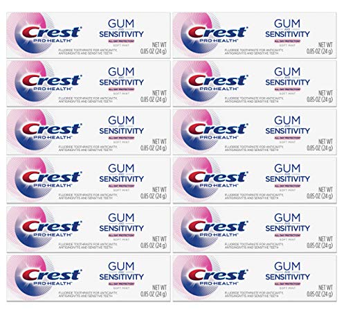 Crest Pro Health Gum and Sensitivity Toothpaste for Sensitive Teeth, Soft Mint, Travel Size 0.85 oz (24g) - Pack of 12