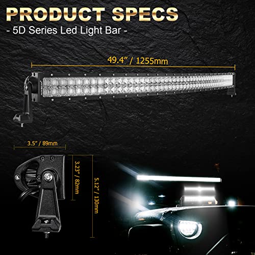 Image of Auxbeam 50 Inch LED Light Bar, 5D Series 288W Curved Driving Combo Light