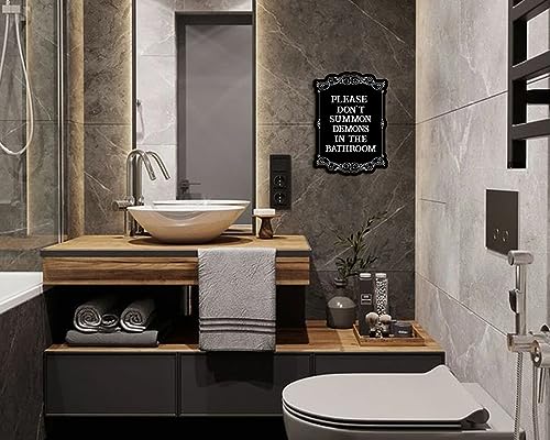 COLOR-VALLEY-ART-Please-Do-Not-Summon-Demons-In-The-Bathroom-Funny-Gothic-Decor-Bathroom-Wall-Art-Wooden-Spooky-Wall-Hanging-B-8×10-Inch COLOR VALLEY ART Please Do Not Summon Demons In The Bathroom Funny Gothic Decor Bathroom Wall Art Wooden Spooky Wall Hanging B 8×10 Inch