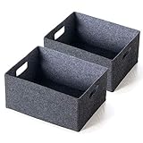 2 pack self-supporting collapsible felt storage basket in darkgrey for storaging and sorting of clothes, toys and office files