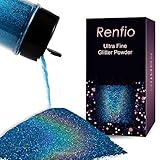 Renfio Holographic Ultra Fine Glitter Powder Metallic Resin Glitter PET Flakes Crafts Sequins 1/128'...