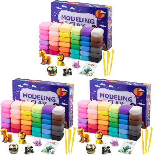 Image of Air Dry Clay, 36 Colors Modeling Clay Kit with 3 Sculpting Tools, Magic Foam Clay for Kids and Adults, DIY Molding Clay Gift for Boys and Girls (Pack of 3)