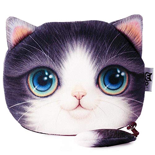 Aofocy Durable Femmes Filles Femmes Drôle Chat Visage Doux Porte-monnaie Zipper Portefeuilles Violet Cover