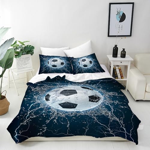 ANHOPE Fußball Bettwäsche Set 2 Teilig Sport Thema Ball Football Bettbezug 135x200 cm + Kissenbezug 80x80 cm Weich Microfaser Bettbezüge mit Reißverschluss Bettdeckenbezug für Kinder Jungen Mädchen ANHOPE Fußball Bettwäsche Set 2 Teilig Sport Thema Ball Football Bettbezug 135x200 cm + Kissenbezug 80x80 cm Weich Microfaser Bettbezüge mit Reißverschluss Bettdeckenbezug für Kinder Jungen Mädchen