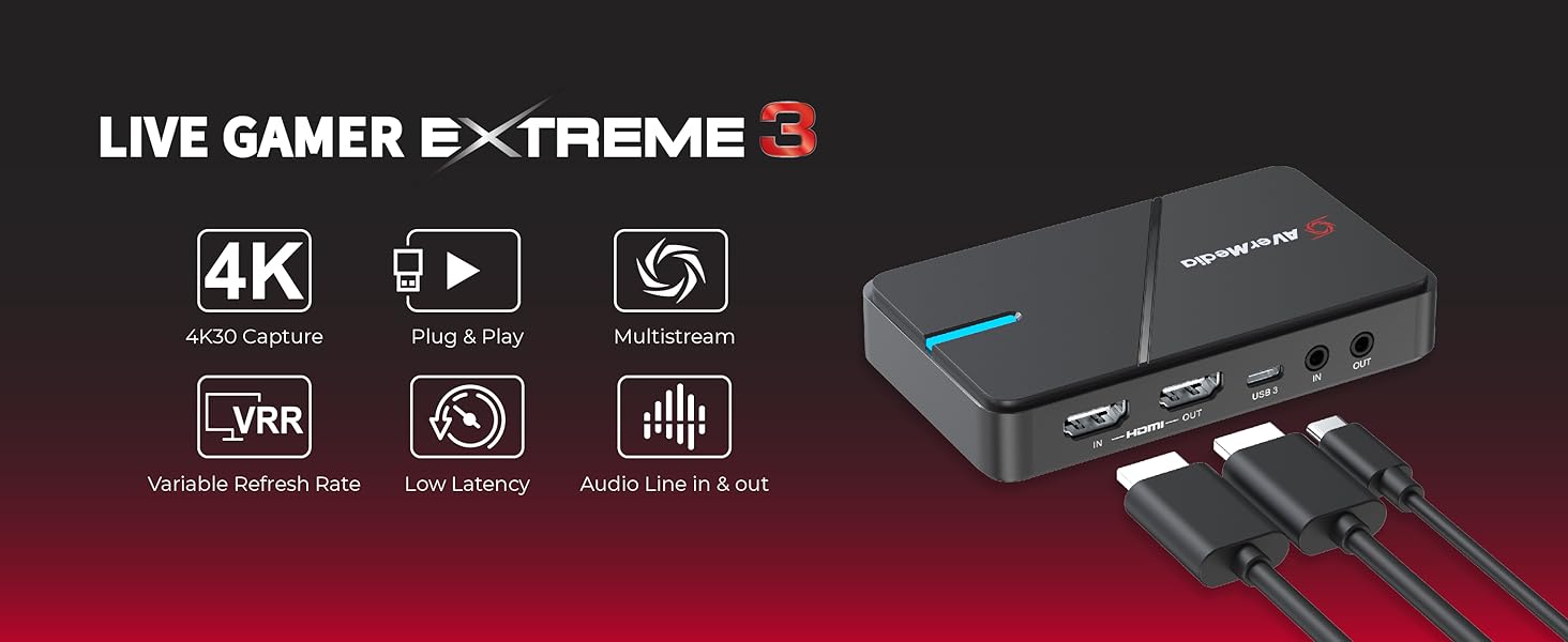 AVerMedia HDMI Capture Card 2.1 voor streaming en gaming, VRR-ondersteuning en HDR 4K Capture Card voor Xbox Series X/S, PS5, Xbox One, PS4, Nintendo Switch-GC553G2 Live Gamer Ultra 2.1