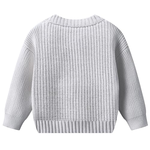 AIWUHE Baby Knit Sweater Toddler Boys Girls Warm Sweater Soild Pullover Round Neck Top Clothes Fall Winter Outfits 6M-6Y2
