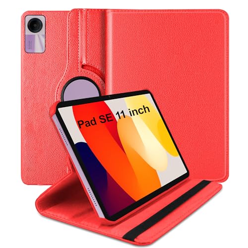 Image of TGK Rotating Cover for Redmi Pad SE 11 inch 360 Degree Leather Flip Case (Red)