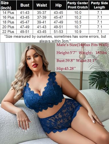 Image of Avidlove Plus Size Lingerie Set for Women Sexy Lace Halter Bralette High Waist Panty Set