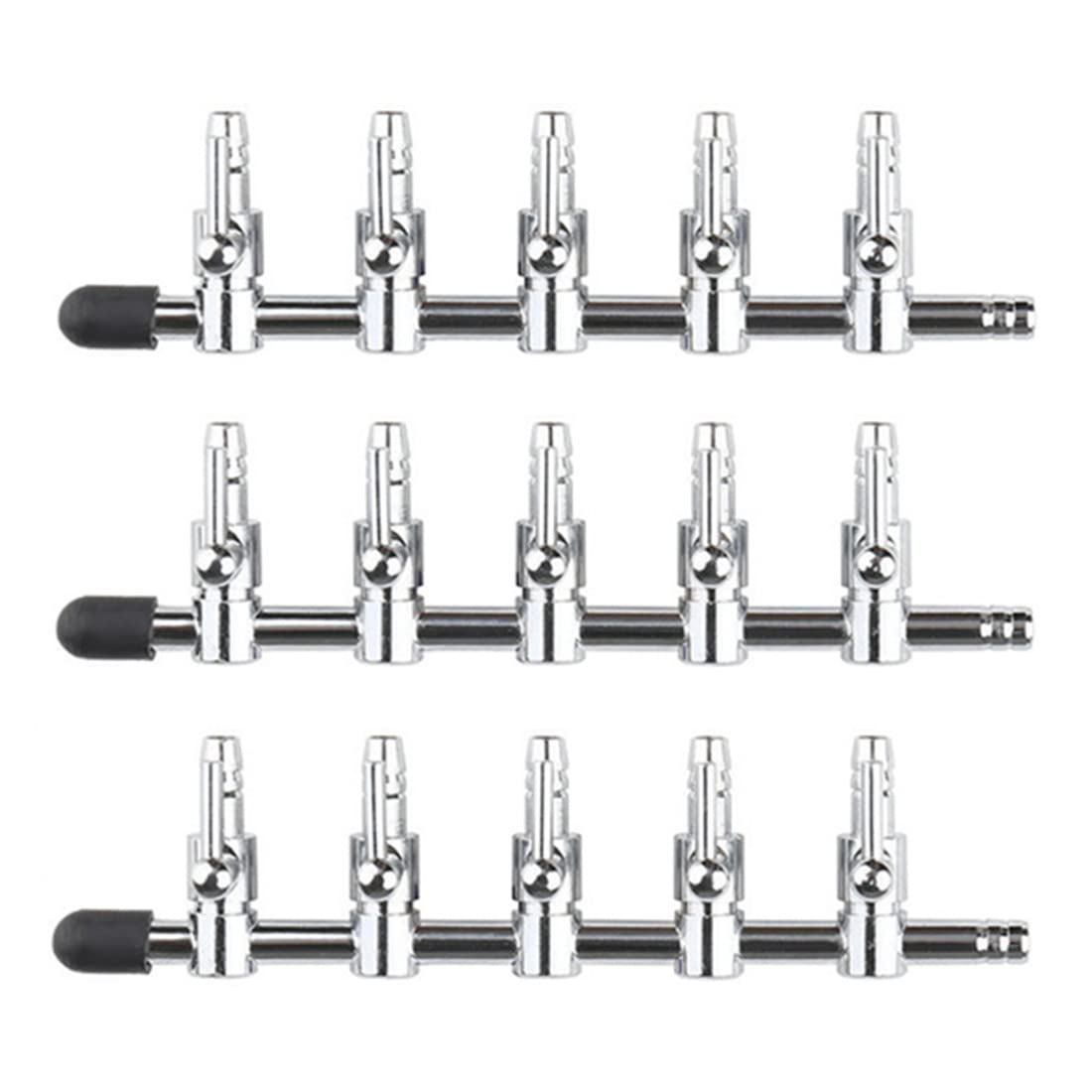 Aquarium Air Flow Control Valve 3-Pack - 3 Way Inline Manifold With Lever, 4mm Fitting For Fish Tank Air Pumps