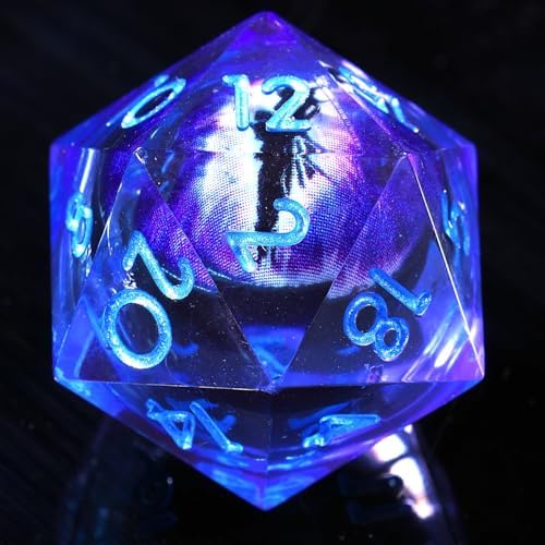 YEMEKO Beholder'S Eye DND Dice- Dragon Eye Liquid Core Sharp Edge Handmade Dice Set for Dungeons and Dragons Ttrpg, Multi-Sided RPG Polyhedral Resin Roleplaying(Blue Purple) — view 5