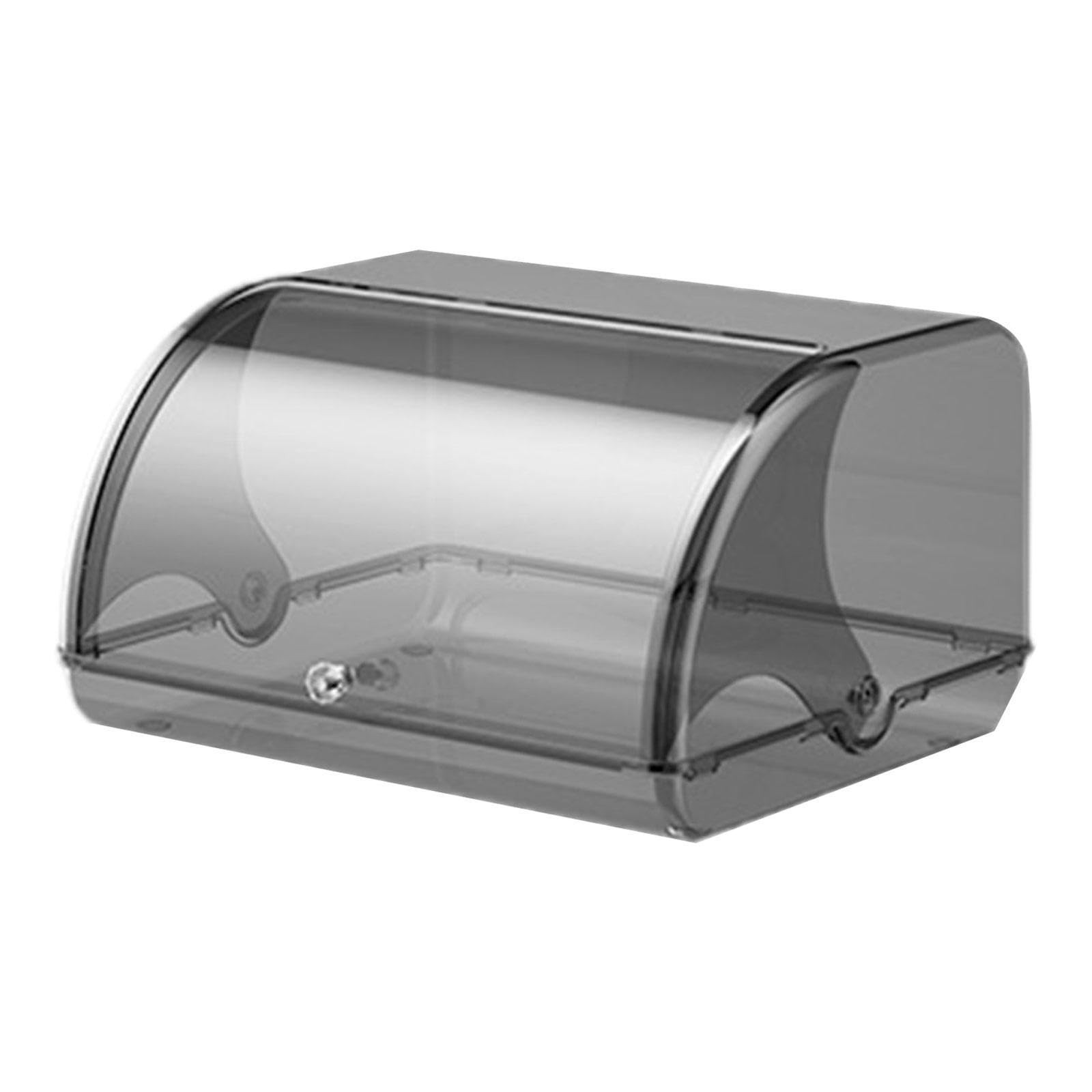 Alcxazs Clear Grey Efficient Bread Storage Holder With Lid Large Capacity Bread Box Container Keeps Snacks Fresh While Enhancing Kitchen Style Box Pantry Organization, 30X13x27cm