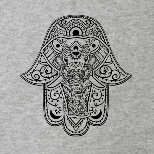 Black Hamsa Elephant Classic Henna Art Symbol Logo Fashion Men's T-Shirt2