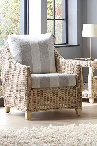 Desser Dijon Cane Conservatory Furniture Set – 2 Seater Sofa & 2x Armchairs – Fully Assembled Luxury Indoor Real Wicker Chair & Settee Suite with UK Manufactured Cushions – Athena Stripe Fabric - Image 5