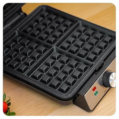 Huslog Waffeleisen 1500W XXL Für 4 Grosse Waffeln Temperaturregelung, Silber – Bild 8