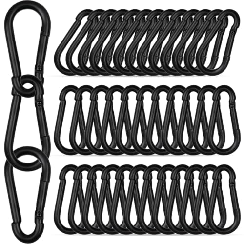 XHMAXE 40PCS Carabiner Clips,3IN Heavy Duty Spring Snap Hook,Black