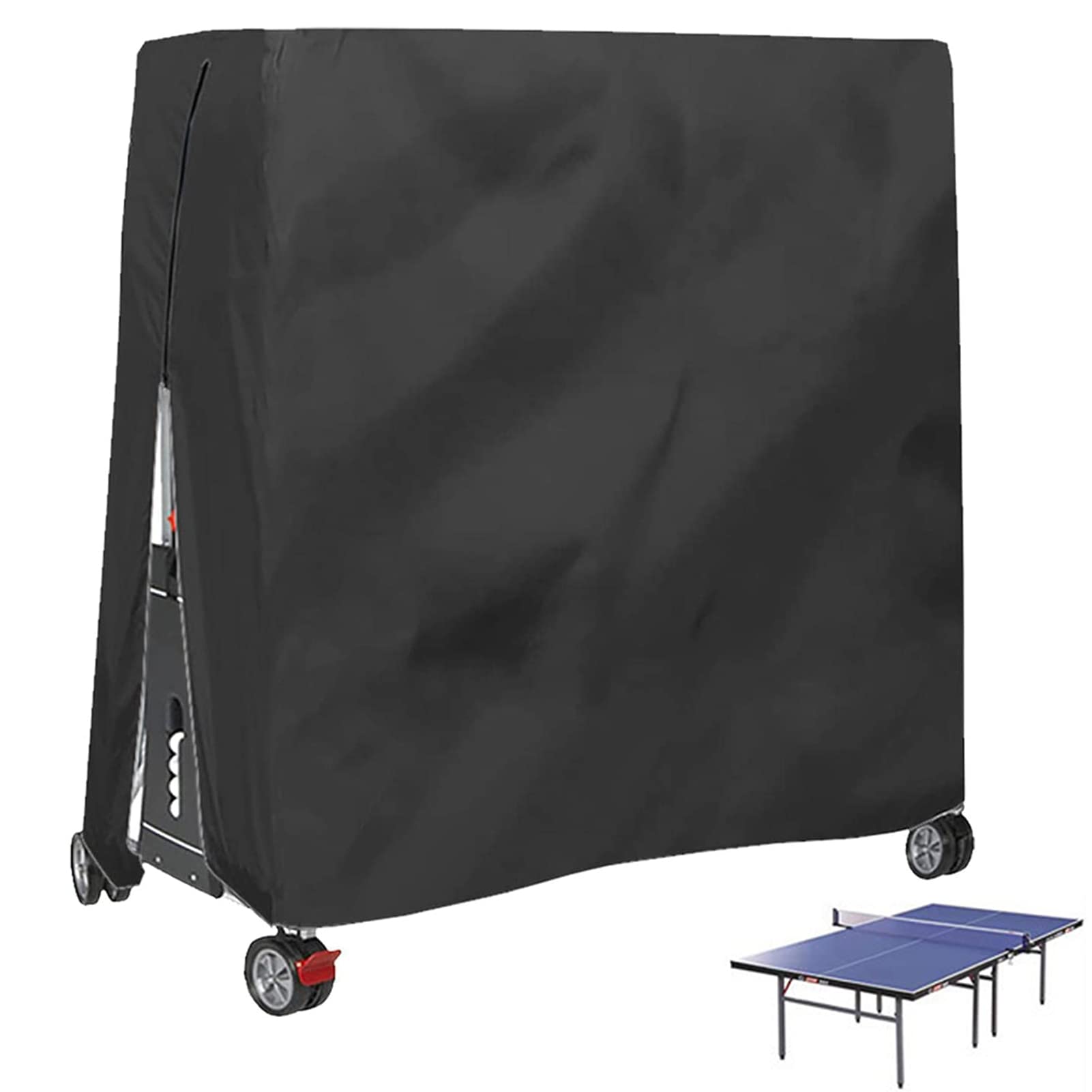 Copertura per tavolo da ping pong, Oxford 210D, impermeabile, per esterni e interni, adatta sia a tavoli pieghevoli che a tavoli piatti, copritavolo da ping pong, colore nero, 165 x 70 x 185 cm