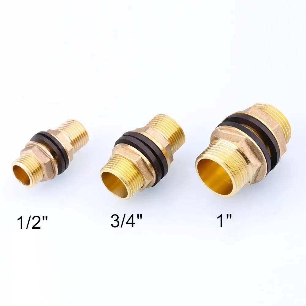 PAKMEZ 1" BSPP Male Thread Brass Pipe Fitting Water Tank Connector Bulkhead Adapter with Flat Washer Gasket