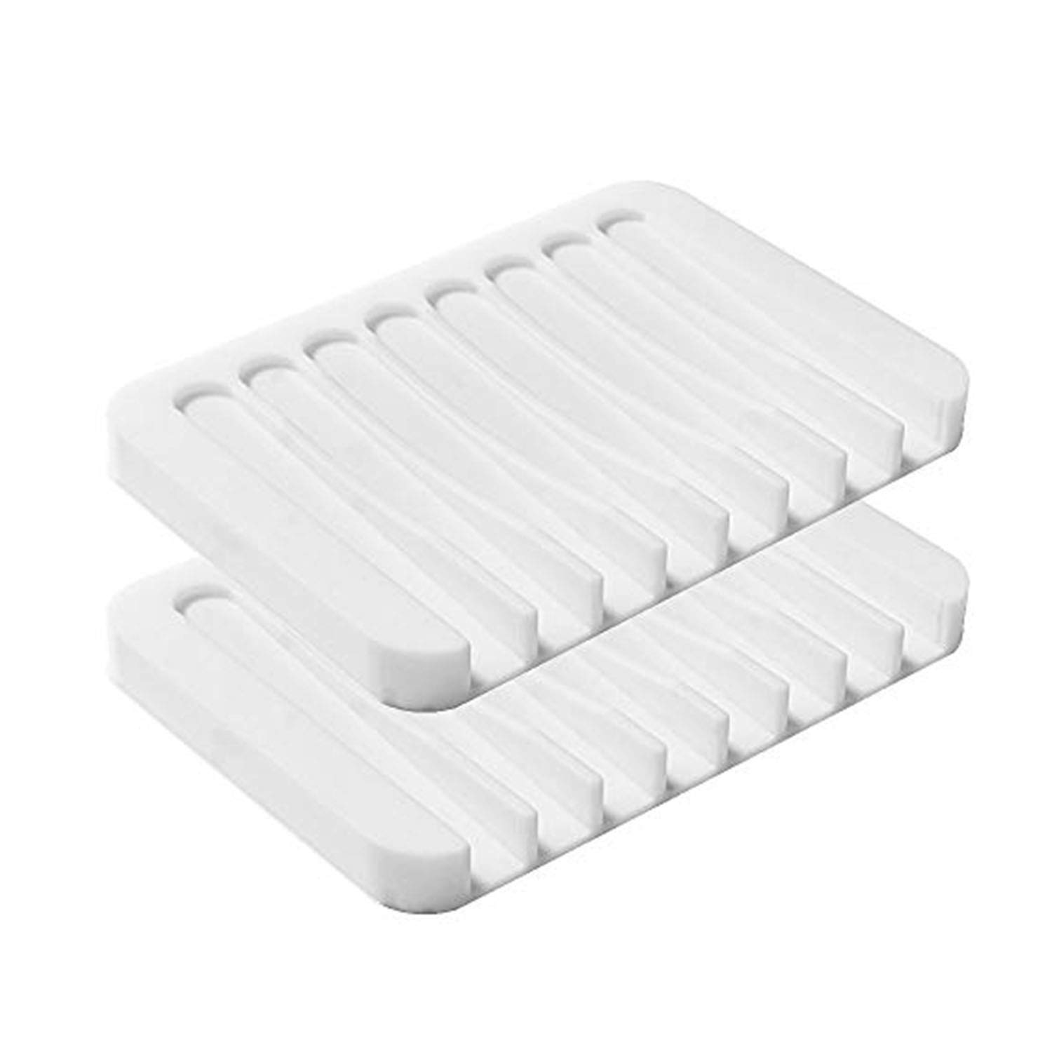 Seifenschalenhalter, Premium-Silikon-Seifenschalen für Dusche, Badezimmer, Küche, Waschbecken, Seifenschale, Abtropffläche, rutschfestes Design, einfache Reinigung (weiß)