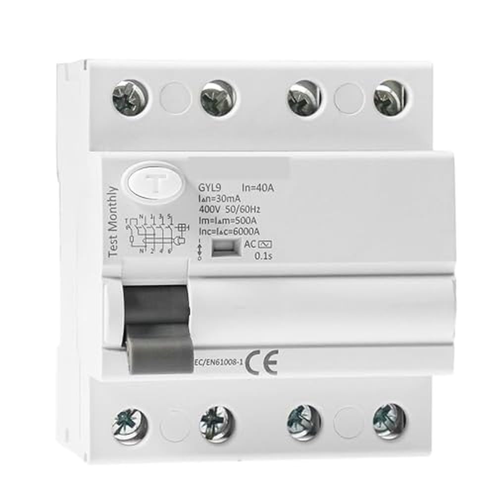 Interruttore Automatico GYL9 Interruttore Automatico Corrente Residua CA Interruttore Differenziale Elettromagnetico Interruttore Di Sicurezza Proteggi le apparecchiature elettriche(4P 25A,30MA)
