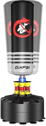GIKPAL Saco de boxeo, bolsa de boxeo pesado independiente de 70 pulgadas con soporte para adultos, adolescentes y niños, bolsa de kickboxing con 12