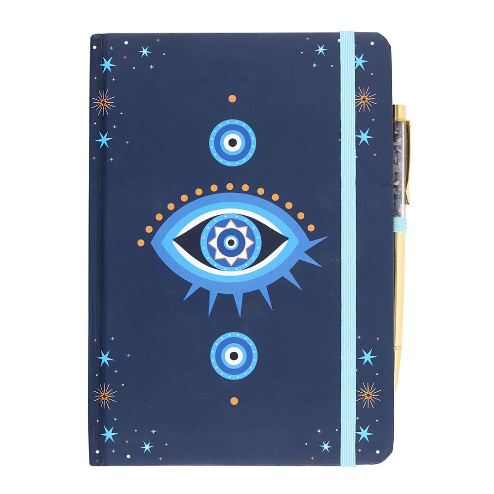 Something Different Wholesale All Seeing Eye A5 Notebook & Crystal Chip Pen | Celestial Stationery Gift Set | Mystical Writing Journal