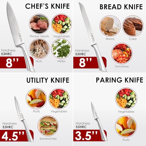 Image of Cuisine::pro Damashiro Knife Block (Kumi, 7-Piece Chef Knife Set) - Japanese Steel Knife - Magnetic Knife Block- Damascus-Inspired Blade Kitchen Knives
