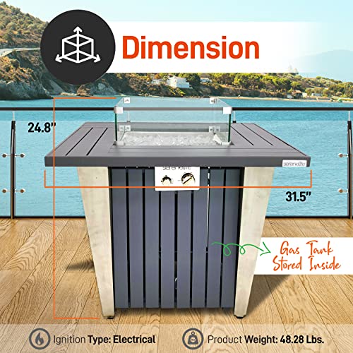 SereneLife Outdoor Propane Fire Pit Table CSA/ETL Certified 50,000