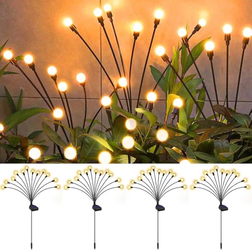 Huralay 4 Luzes Solares Firefly Montadas com 40 Leds, Luz Solar p...