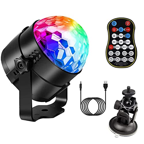 CCHKFEI Lumières disco pour les fêtes, 16 couleurs activées par le son, rechargeables, lumières de DJ avec télécommande pour enfants, boules disco pour Noël, la maison, les soirées dansantes… Cover