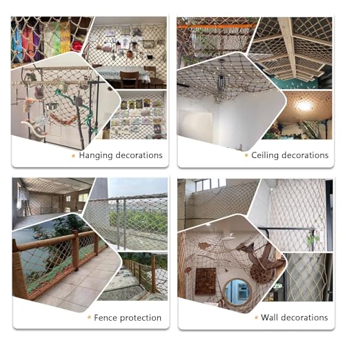 Red de seguridad de cuerda de cáñamo para niños, red de escalada y protección para escaleras, balcón, valla, jardín y parque infantil, solución de seguridad infantil para diversión segura al aire