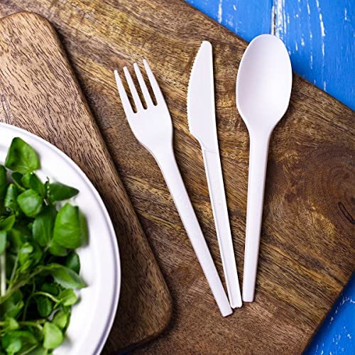 1000 tenedores reutilizables de 175 mm fabricados en Pla biodegradables y compostables.