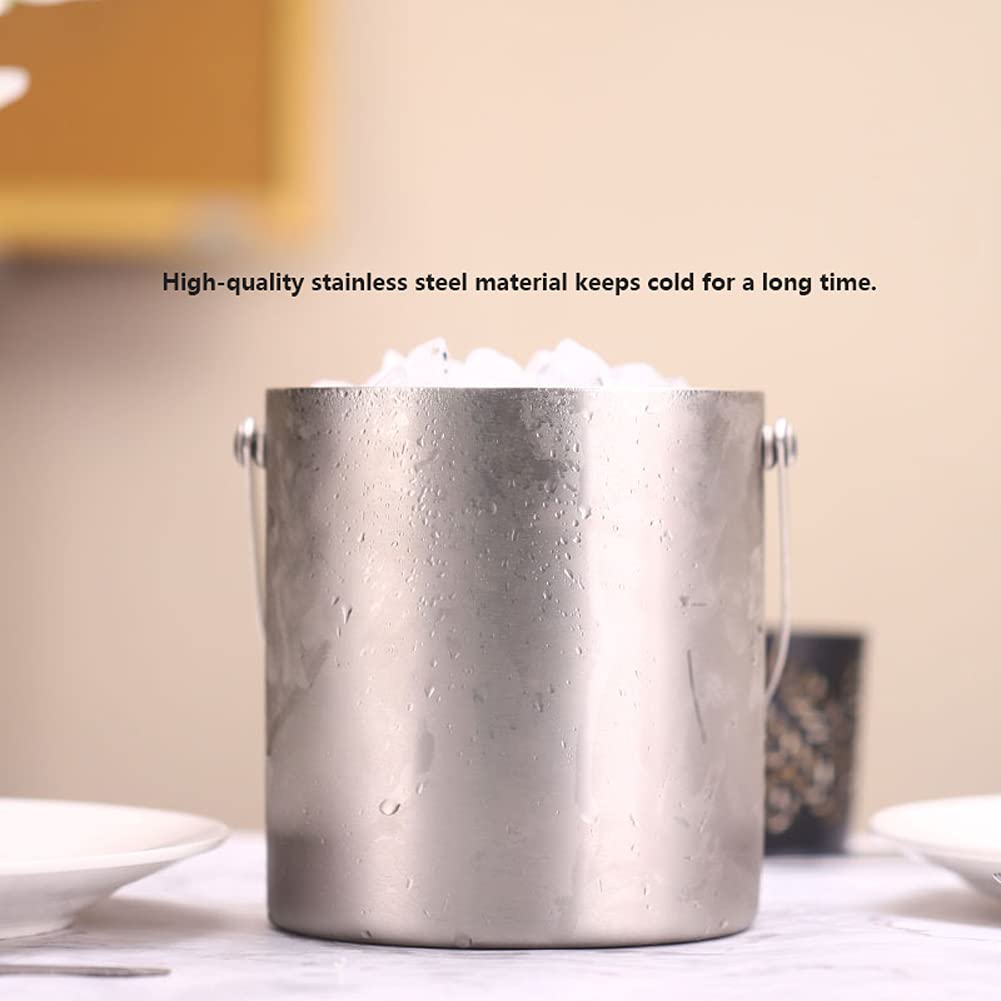 Secchiello per il ghiaccio da 3 litri in acciaio inox, secchiello per il ghiaccio con manico spesso, secchiello per il ghiaccio con isolamento a doppio strato e coperchio, secchiello per il vino (oro)
