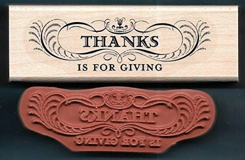 Rubber Stamps Thanks is Teaching for Giving Thanksgiving Word Wood Fall Stamp for Teaching Card Making, DIY Crafts, Scrapbooking