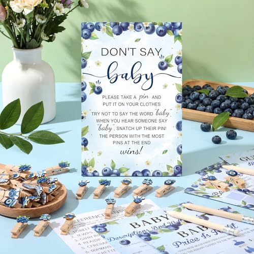 Image of Patelai 321 Pcs Blueberry Baby Shower Game Decorations Blue Berry Sweet Baby Shower Party Supplies 5 Games Include Don't Say Bingo Search Description The Price for Fruit Gender Reveal Birthday Decor