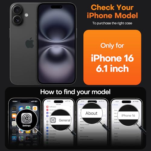Image of TAURI for iPhone 16 Case, Compatible with MagSafe, Matte Black | with Screen Protector, Not-Yellowing Military-Grade Protection, Shockproof Slim Magnetic Case for iPhone 16