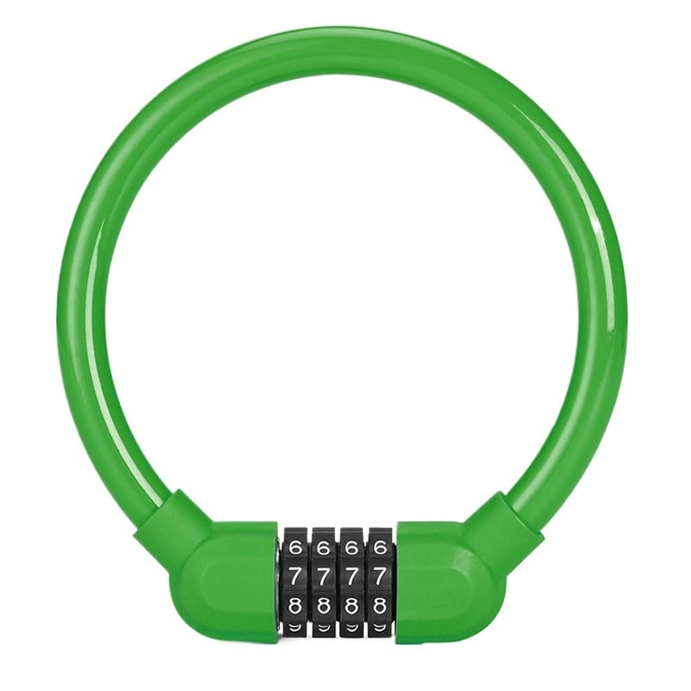 Bike Locks Theft Code Combination Resettable Digit Cable Bicycle Lock Accessories Password(Green)
