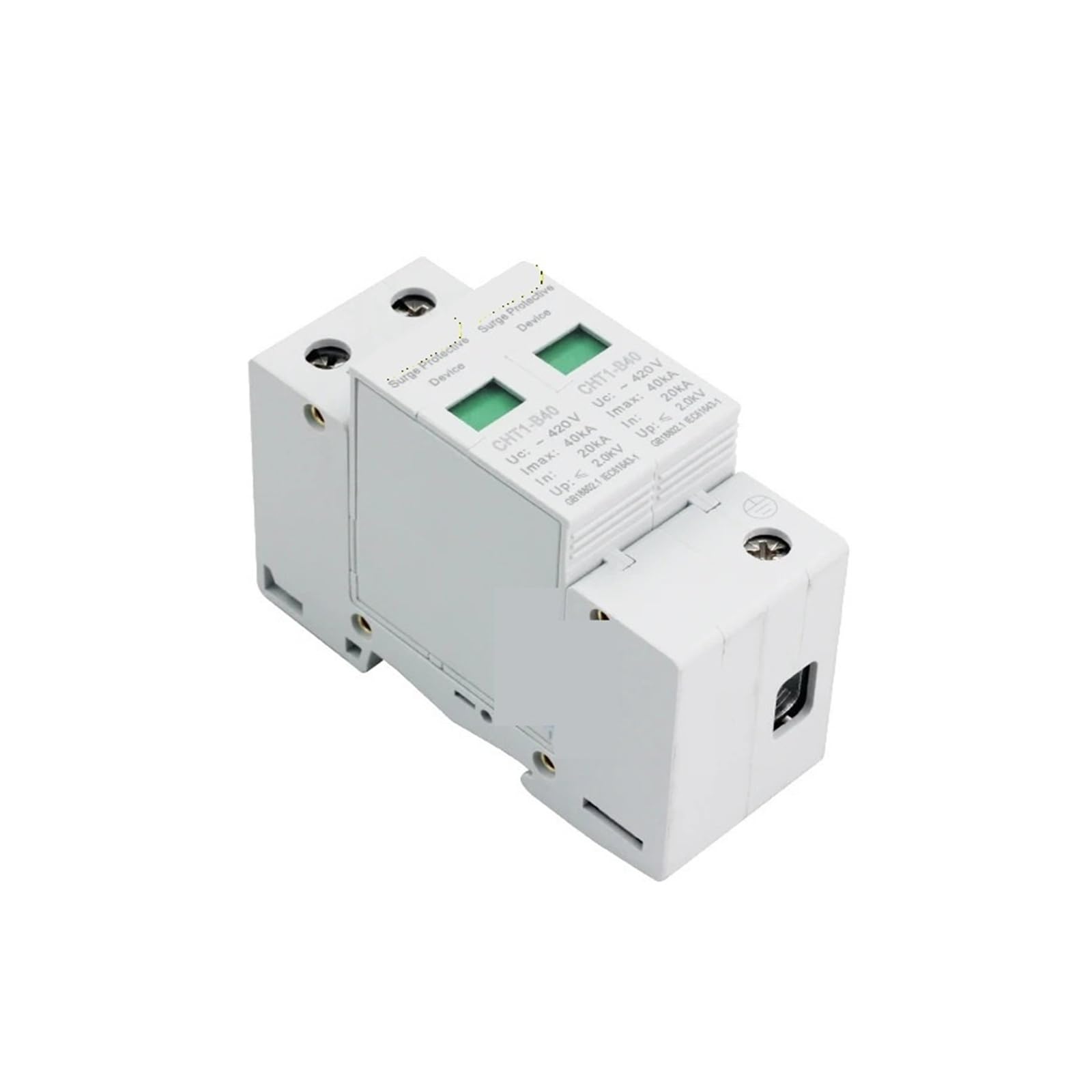 AC SPD 2P House Surge Protector Device Lightning Protection Arrester AC420V 20KA 40KA 60KA Photovoltaic System(10kA-20kA)