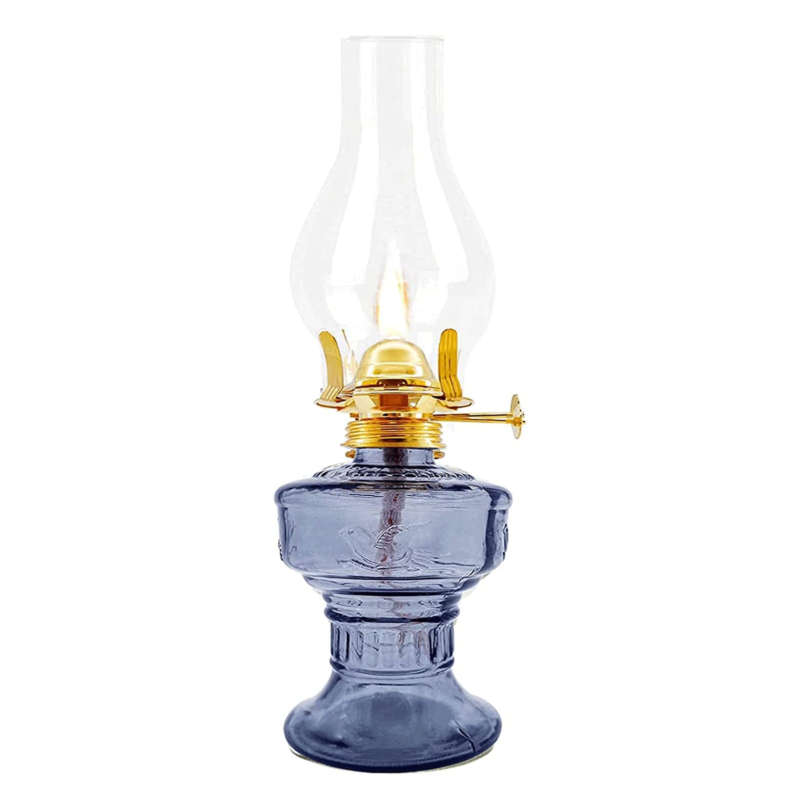 Kerosene lamp, Glass with Four-Claw Lamp Head Vintage Clear Hurricane Rustic Chamber for Home Indoor Use(Grijs)