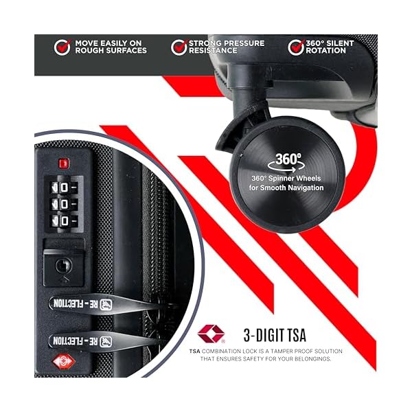 REFLECTION-Business-Travel-20Carry-On-Luggage-with-Front-Open-Laptop-CompartmentHardside-Suitcase4-Spinner-WheelsPremium-QualityProfessional-lookBlack REFLECTION Business Travel 20"Carry On Luggage with Front Open Laptop Compartment|Hardside Suitcase|4 Spinner Wheels|Premium Quality|Professional look(Black)