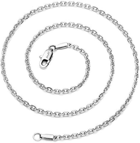AmyRT Jewelry 3mm Titanium Steel Cable Chain Silver Necklaces for Women 20 Inches