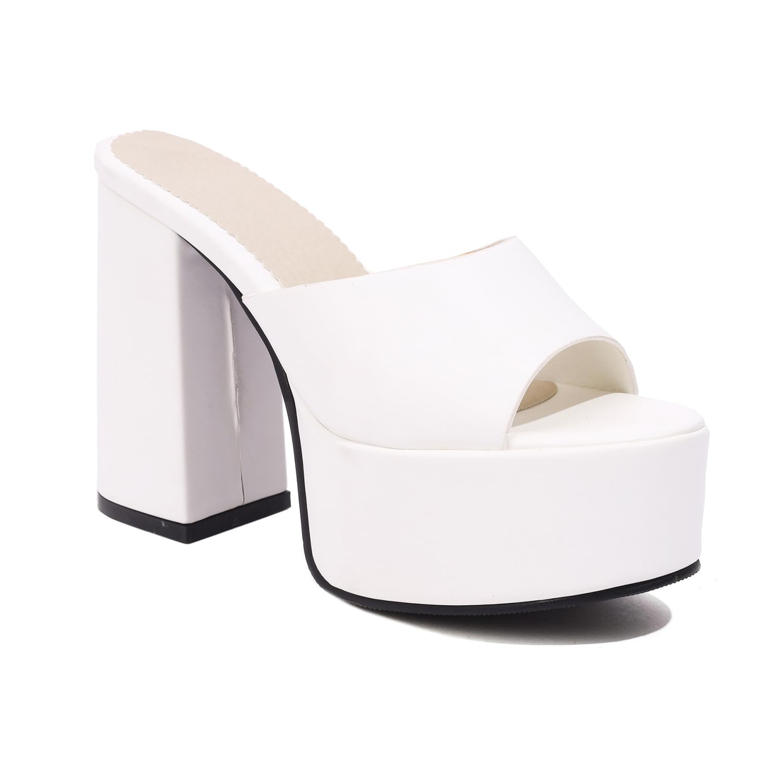 Mule con Plateau a Fascia Aperta 10,5 CM, Sandali con Tacco Blocco Spesso da infilare